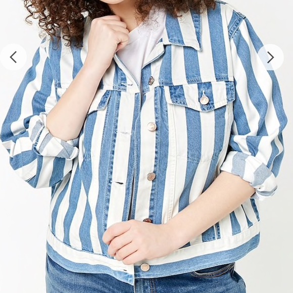 Striped Oversized Denim Jacket - Picture 4 of 5
